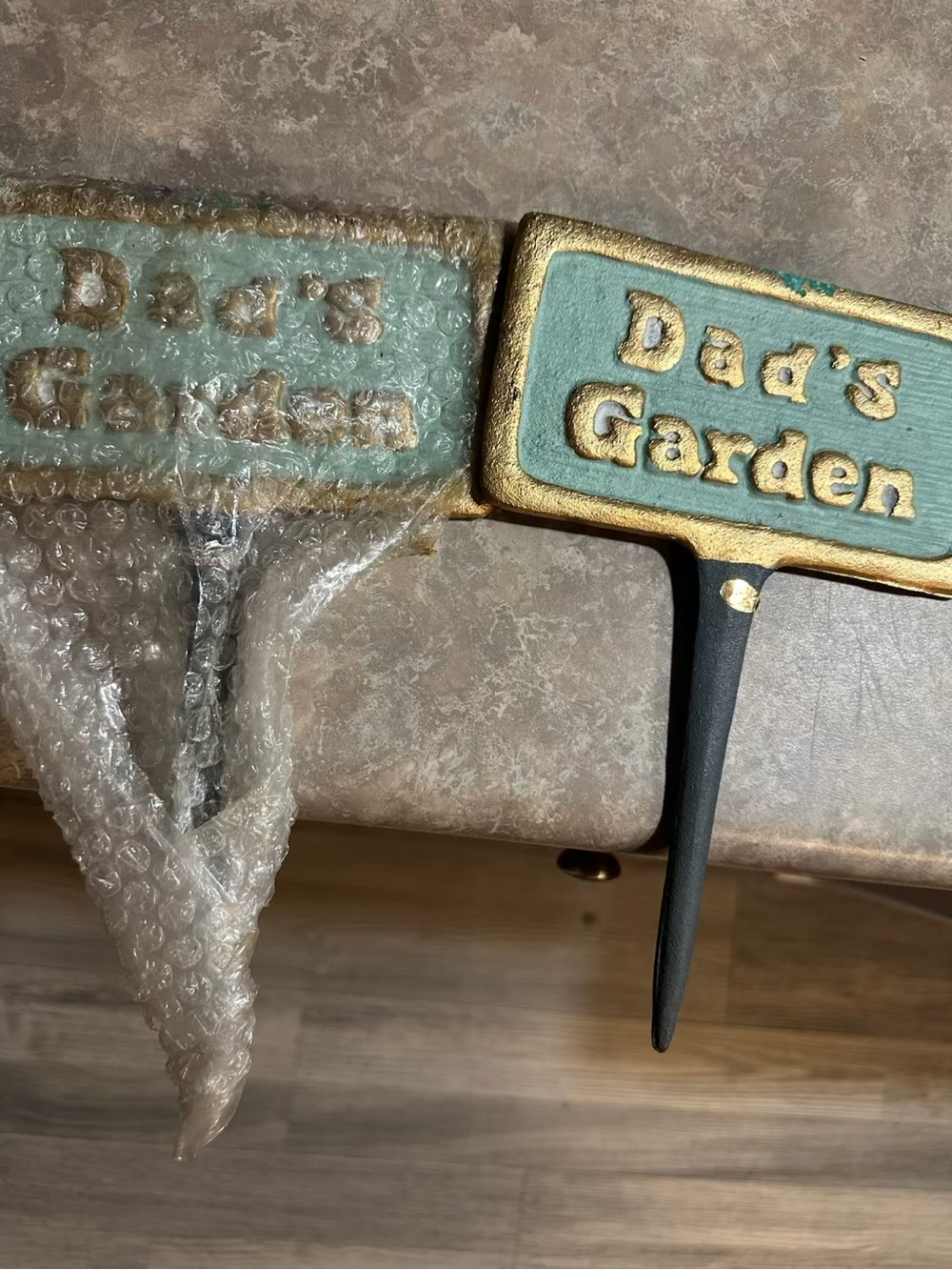 Dad's Garden Decorative Metal Garden Marker - Gold & Teal